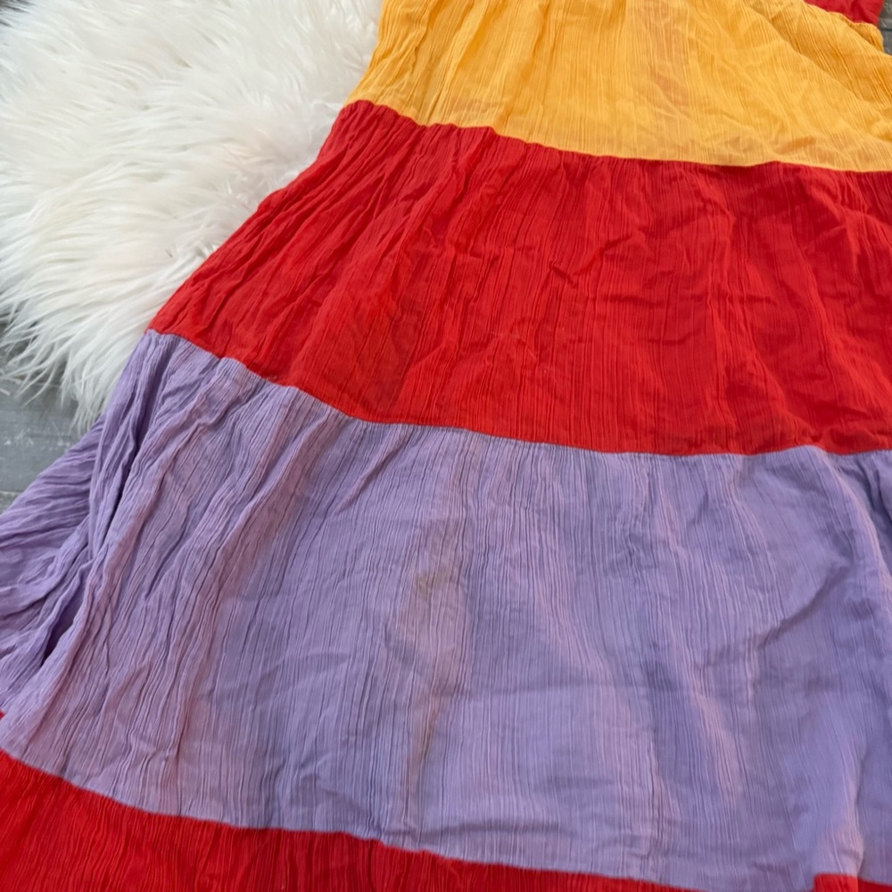 See By Chloé Striped Multicolor Crinkle Muslin Midi Dress | US 2 - Picture 4 of 8